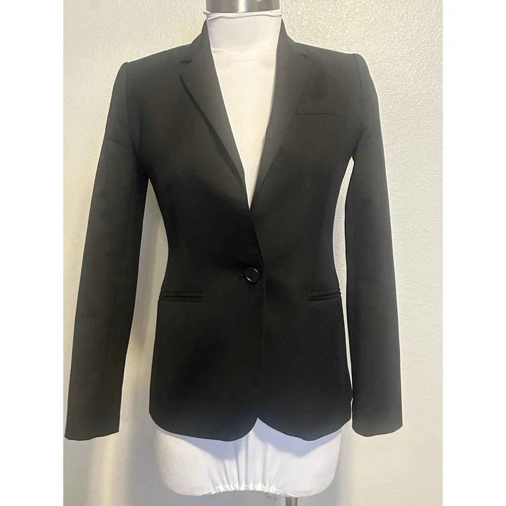J. CREW Blazer Jacket Super 120's Wool Womens sz.00 XS Career Black B9675
